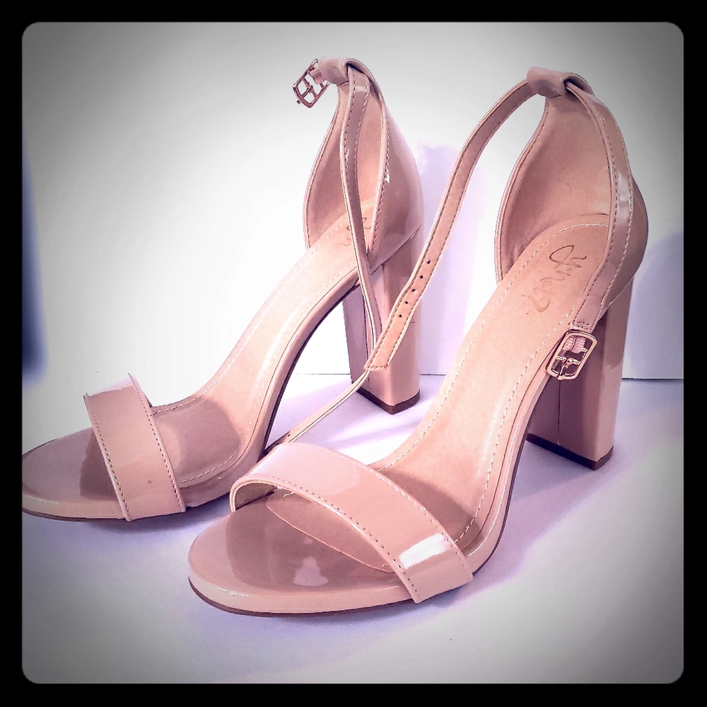 Dark Beige Patent Ankle Strap Sandal size 8